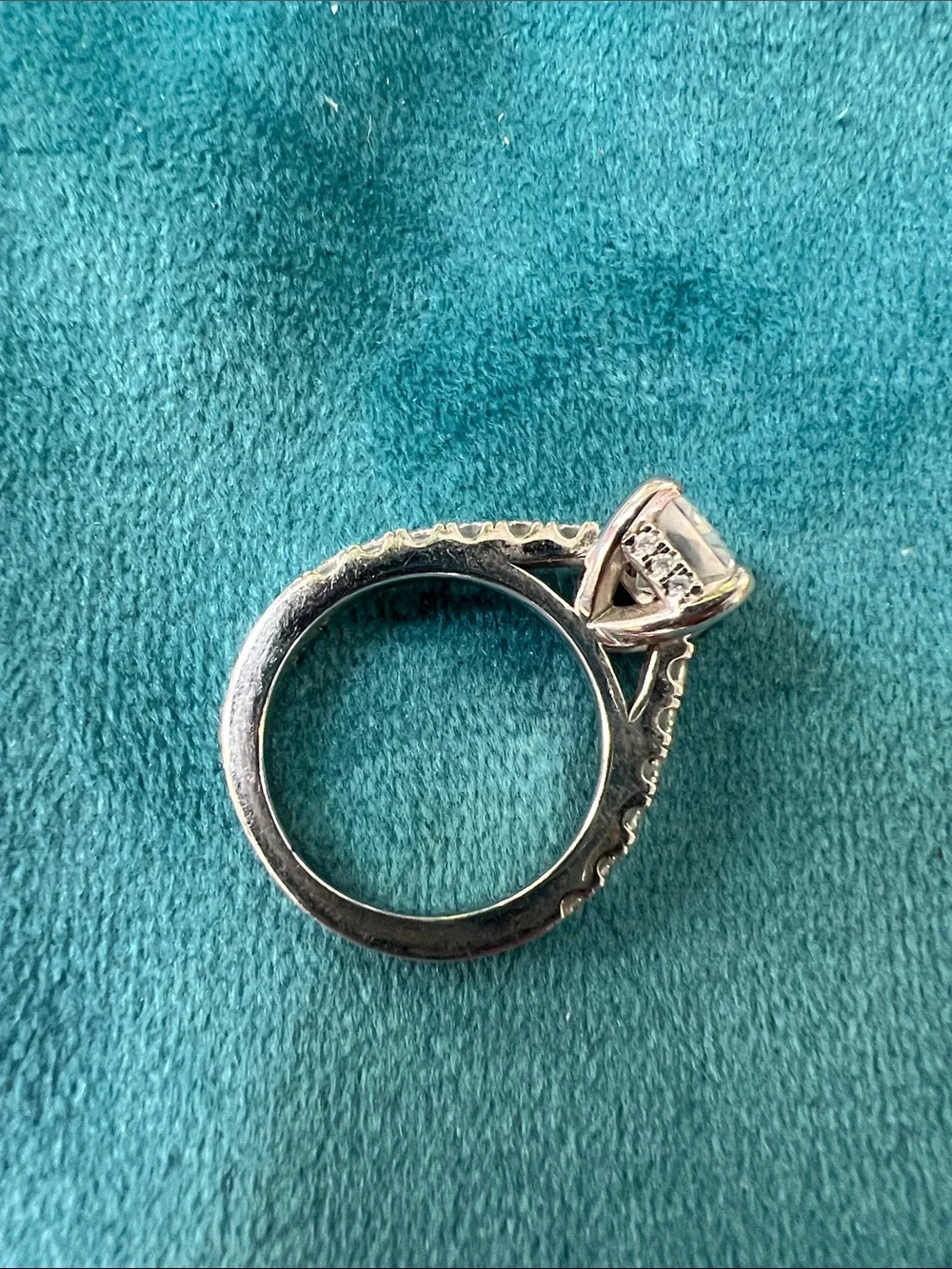 Rectangular Solitaire moissanite Pavé Engagement Ring size 5 SOLID